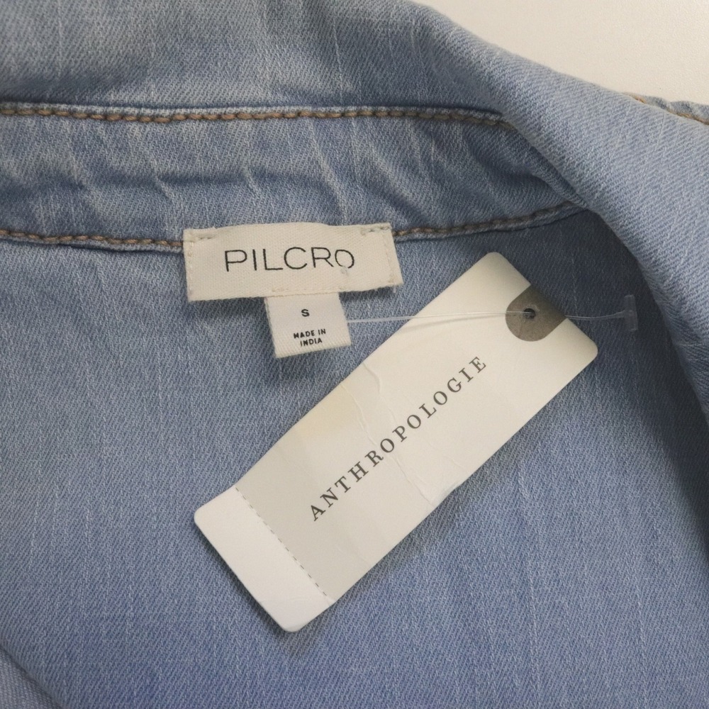 NWT Anthropologie Pilcro Greer Denim Midi Shirtdress Small Light Wash Blue Dress - Picture 9 of 12